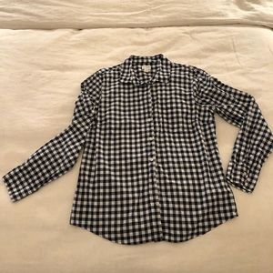 J. Crew black/white gingham cotton shirt, Size L